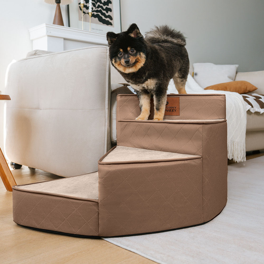 luxe water repellent faux leather removable spiral pet stairs stepease luxe water repellent faux leather removable spiral pet stairs stepease