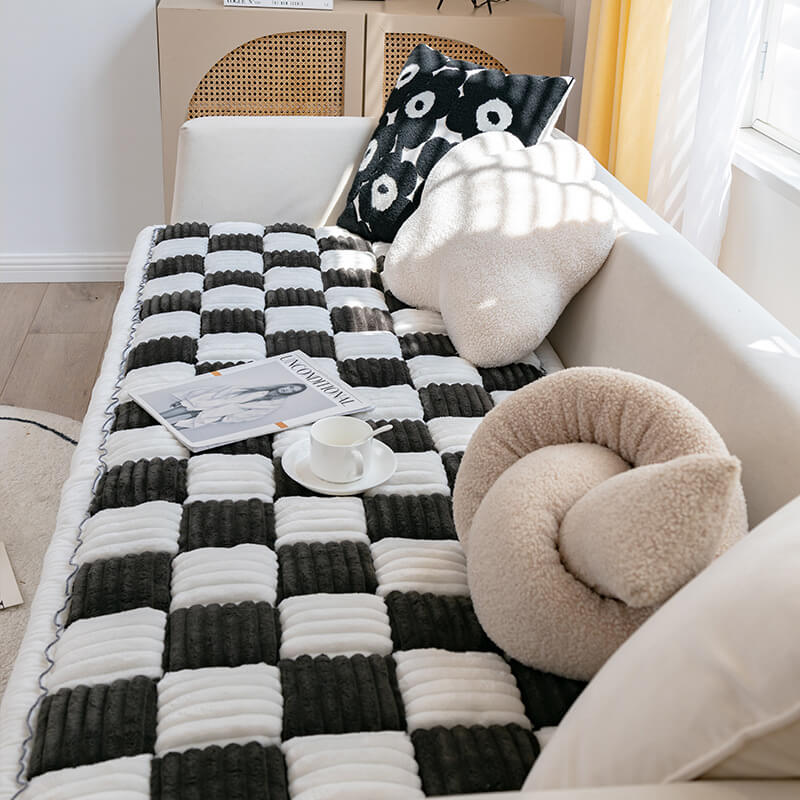 cream colored large plaid square fuzzy pet dog mat bed couch cover cream colored large plaid square fuzzy pet dog mat bed couch cover