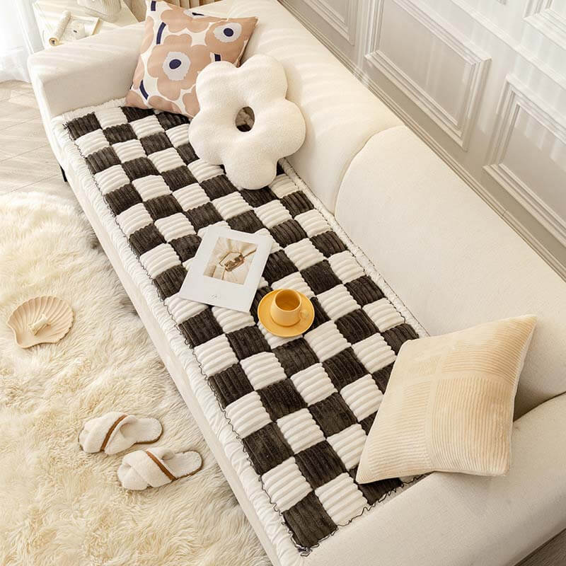 cream colored large plaid square fuzzy pet dog mat bed couch cover cream colored large plaid square fuzzy pet dog mat bed couch cover
