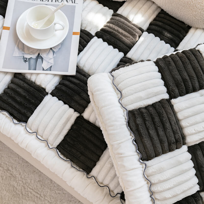 cream colored large plaid square fuzzy pet dog mat bed couch cover cream colored large plaid square fuzzy pet dog mat bed couch cover