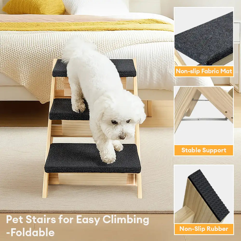 2 in 1 foldable wooden dog stairs & ramp with non slip pad 2 in 1 foldable wooden dog stairs & ramp with non slip pad