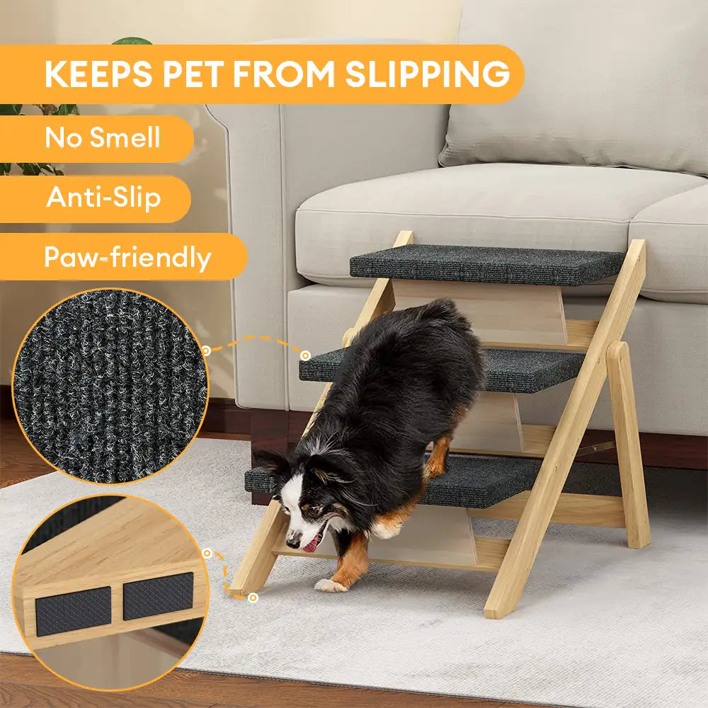 2 in 1 foldable wooden dog stairs & ramp with non slip pad 2 in 1 foldable wooden dog stairs & ramp with non slip pad