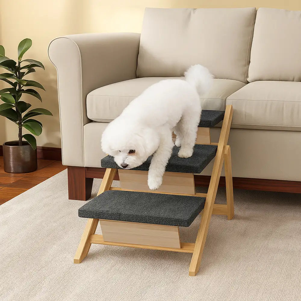 2 in 1 foldable wooden dog stairs & ramp with non slip pad 2 in 1 foldable wooden dog stairs & ramp with non slip pad