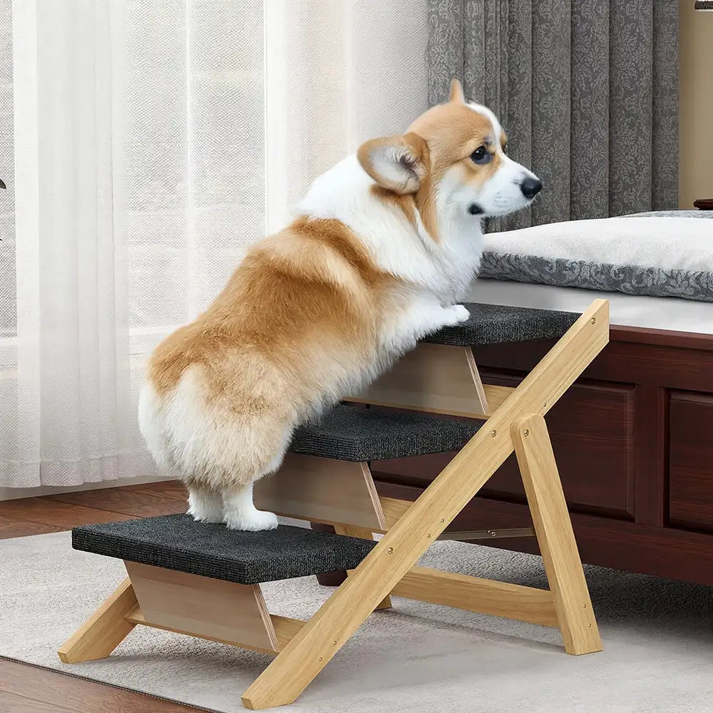 2 in 1 foldable wooden dog stairs & ramp with non slip pad 2 in 1 foldable wooden dog stairs & ramp with non slip pad