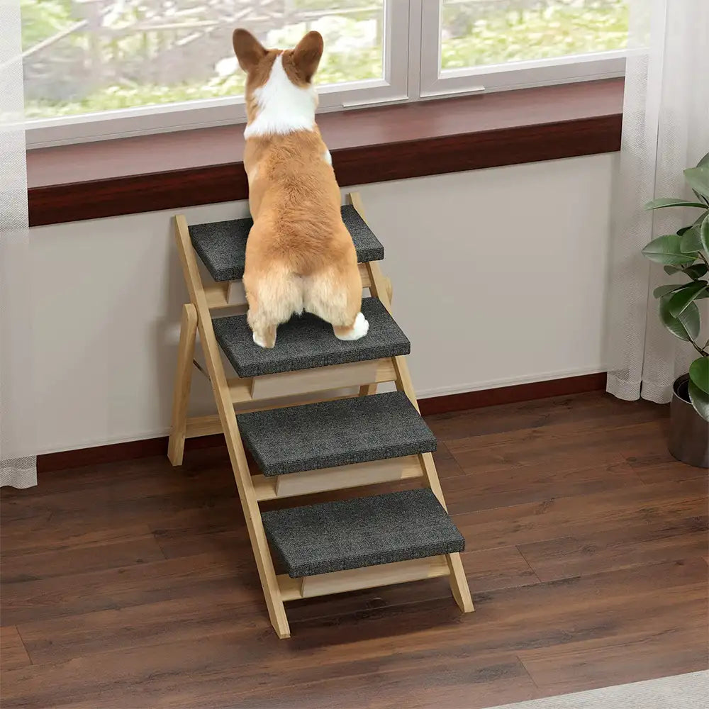 2 in 1 foldable wooden dog stairs & ramp with non slip pad 2 in 1 foldable wooden dog stairs & ramp with non slip pad