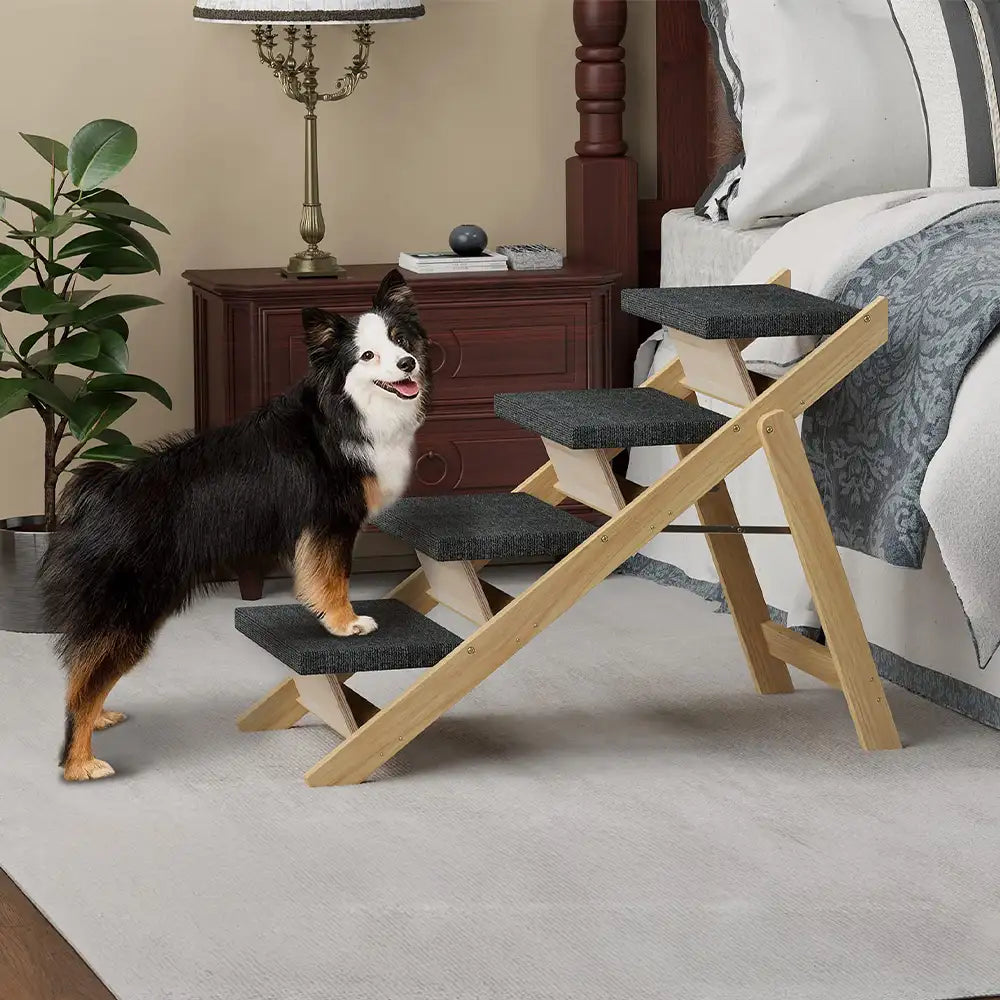 2 in 1 foldable wooden dog stairs & ramp with non slip pad 2 in 1 foldable wooden dog stairs & ramp with non slip pad