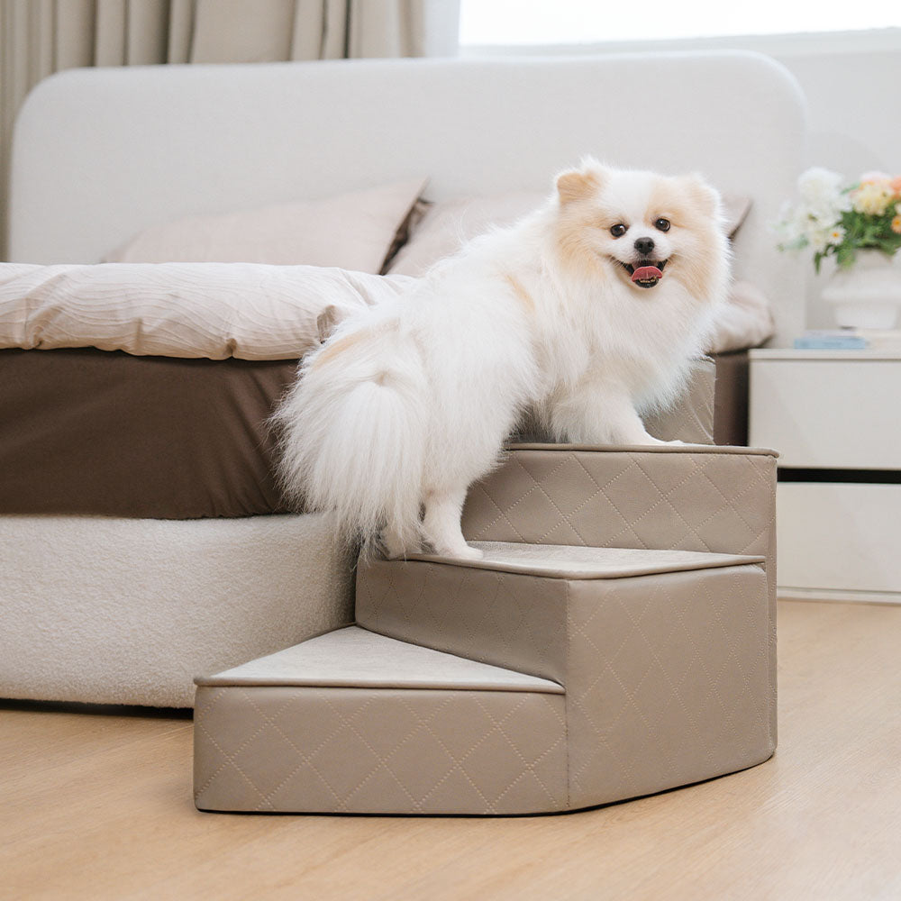 luxe water repellent faux leather removable spiral pet stairs stepease luxe water repellent faux leather removable spiral pet stairs stepease