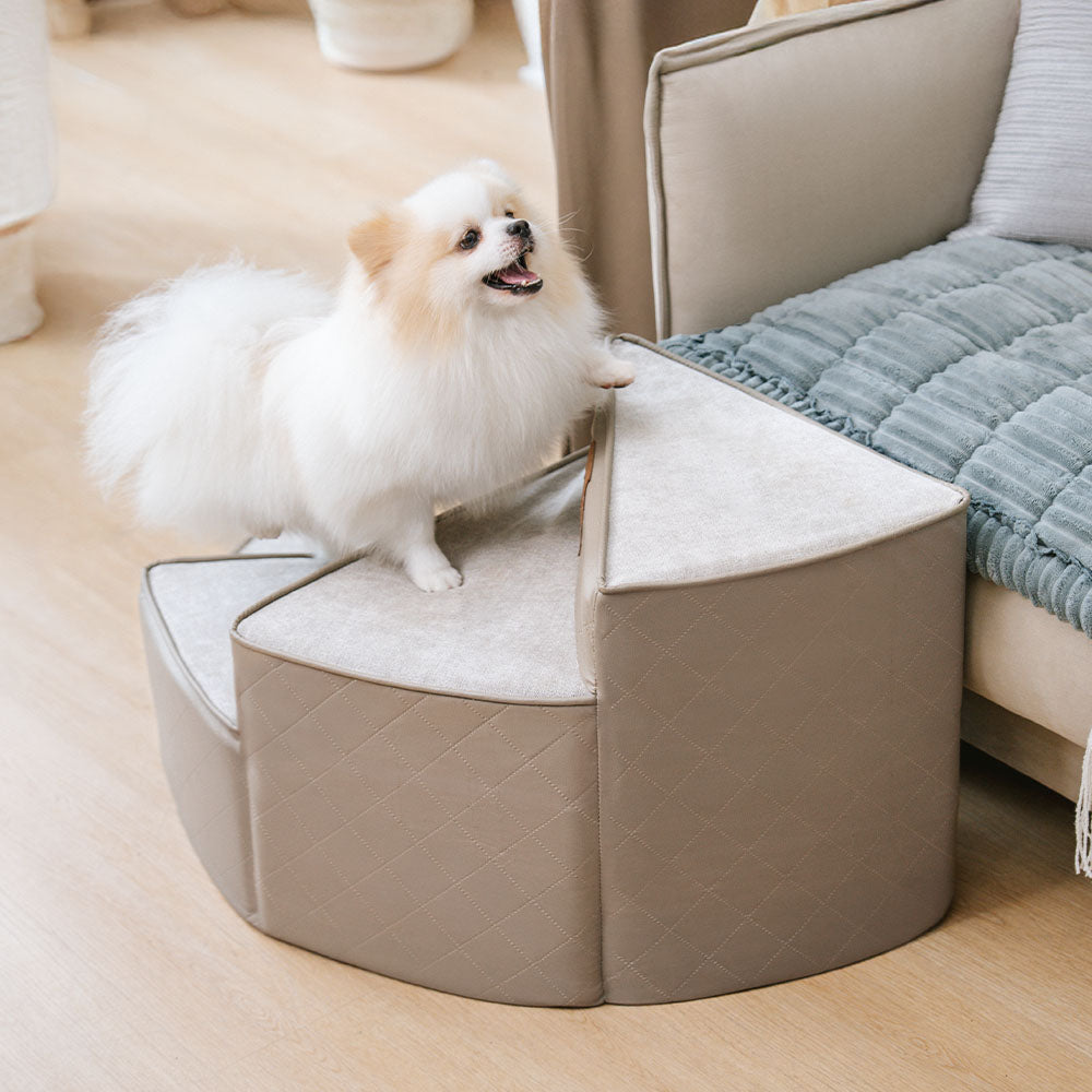 luxe water repellent faux leather removable spiral pet stairs stepease luxe water repellent faux leather removable spiral pet stairs stepease