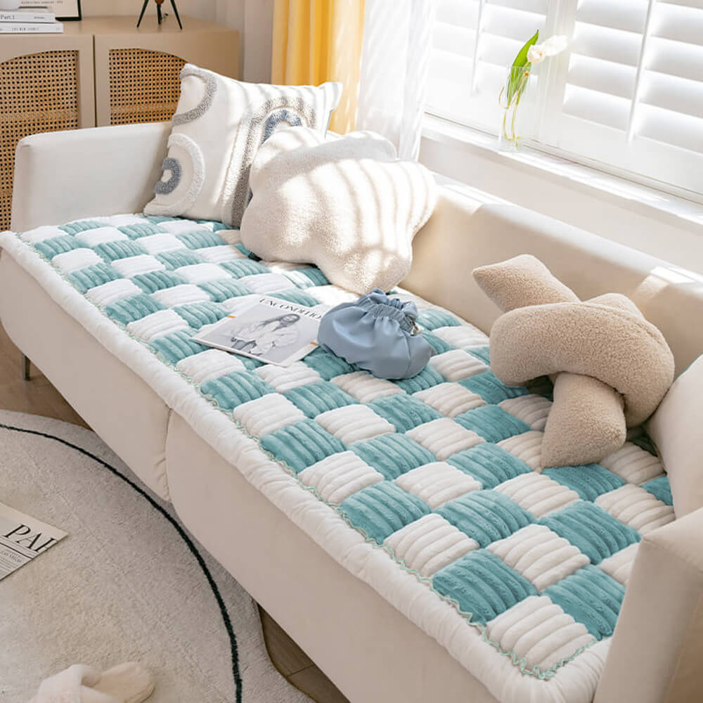cream colored large plaid square fuzzy pet dog mat bed couch cover cream colored large plaid square fuzzy pet dog mat bed couch cover