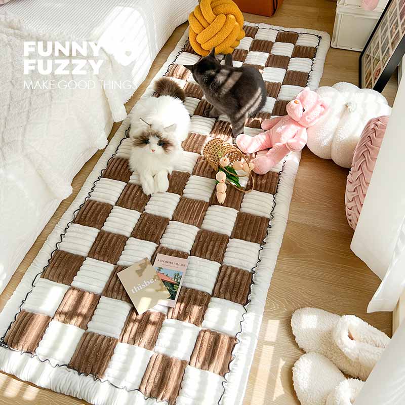 cream colored large plaid square fuzzy pet dog mat bed couch cover cream colored large plaid square fuzzy pet dog mat bed couch cover