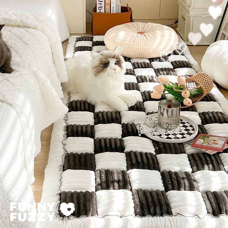 cream colored large plaid square fuzzy pet dog mat bed couch cover cream colored large plaid square fuzzy pet dog mat bed couch cover