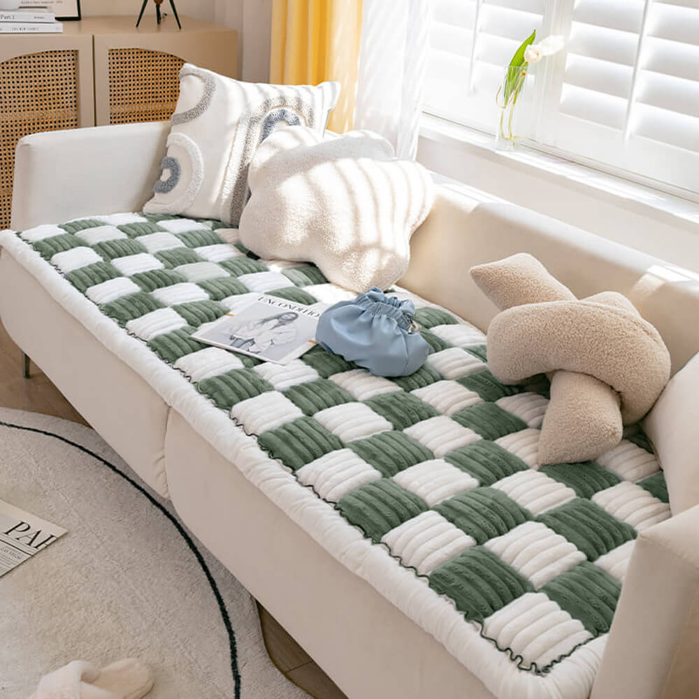 cream colored large plaid square fuzzy pet dog mat bed couch cover cream colored large plaid square fuzzy pet dog mat bed couch cover