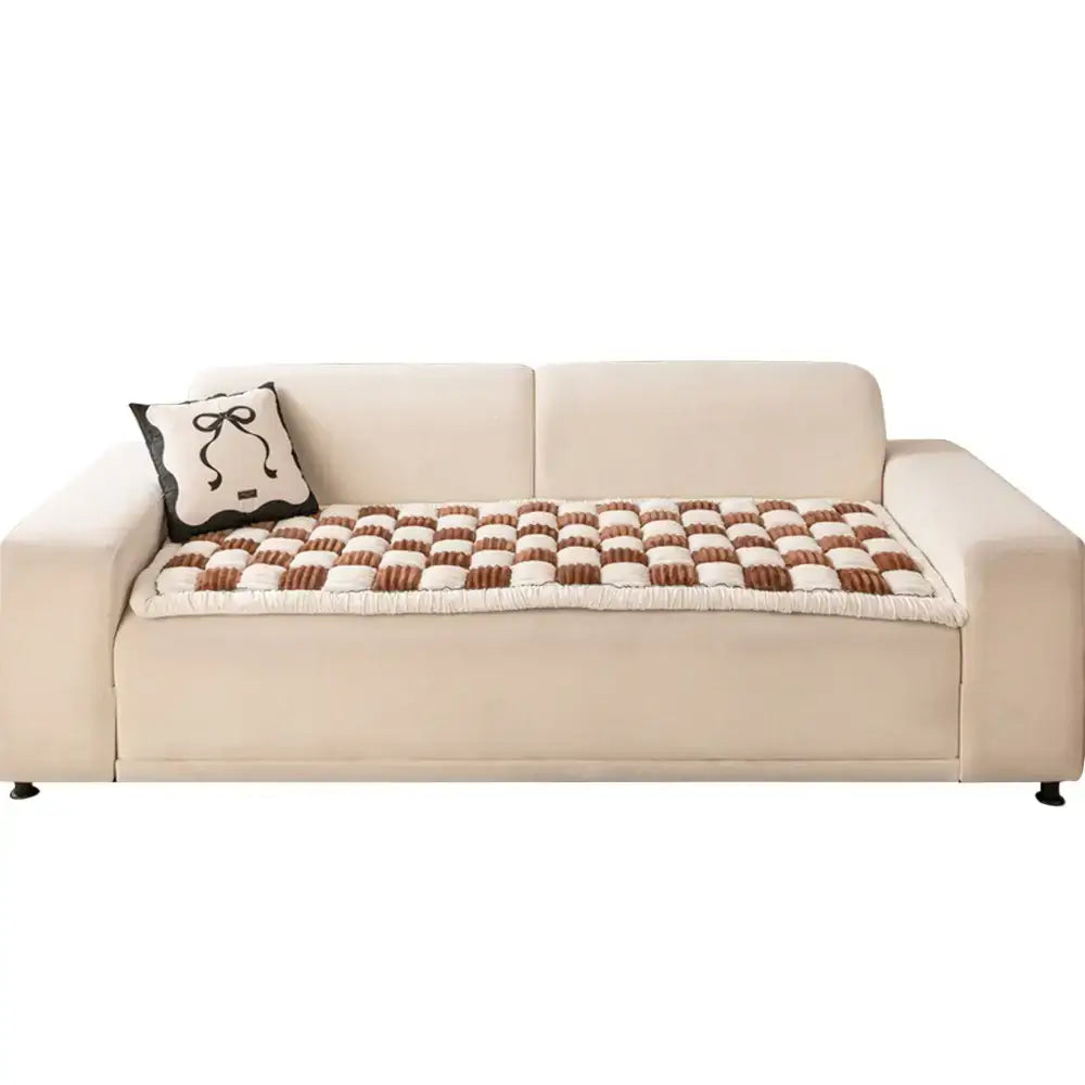 cream colored large plaid square fuzzy pet dog mat bed couch cover cream colored large plaid square fuzzy pet dog mat bed couch cover